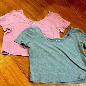 2 pink and grey crop top